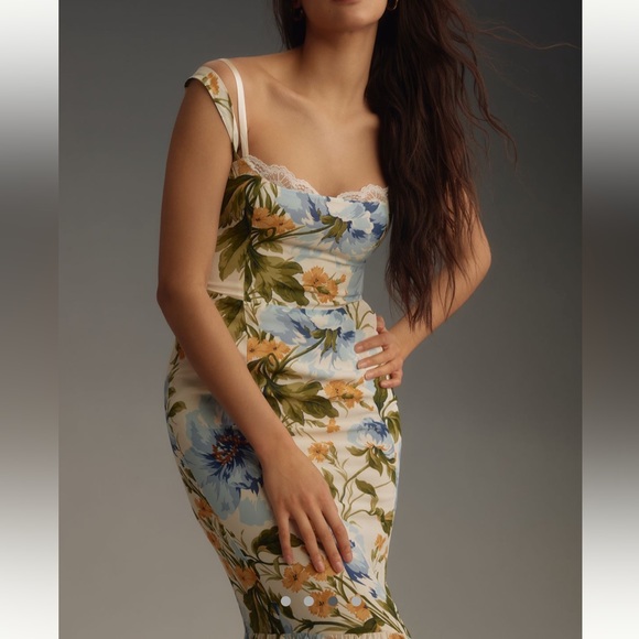 Reformation Floral Maxi Dress - Blue, Green, Orange - Picture 9 of 12